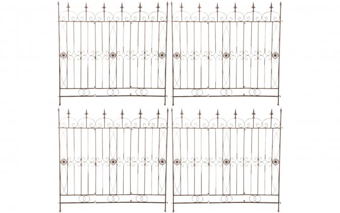 Zestaw 4 płotków trelis metaloplastyka ogrodowych MONTITOS kolor brązowy antyczny