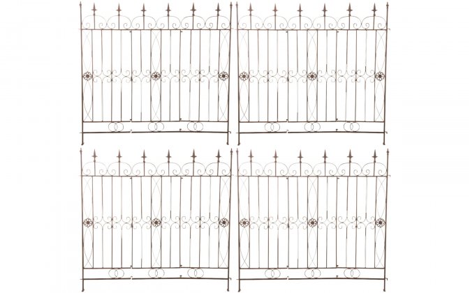Zestaw 4 płotków trelis metaloplastyka ogrodowych MONTITOS kolor brązowy antyczny