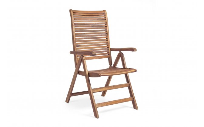Składany wysoki fotel pozycyjny z drewna akacji NOEMI bizzotto