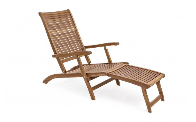 Leżak z podnóżkiem z drewna akacji NOEMI bizzotto