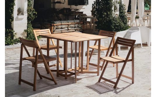 Zestaw stołowy z drewna akacjowego dla 4 osó stół 90x90 NOEMI bizzotto Zestaw stołowy z drewna akacjowego dla 4 osó stół 90x90 NOEMI bizzotto