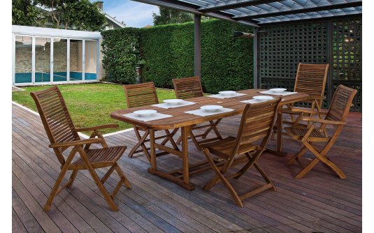Akacjowy rozkładany stół ogrodowy NOEMI 180-240 NOEMI bizzotto Akacjowy rozkładany stół ogrodowy NOEMI 180-240 NOEMI bizzotto