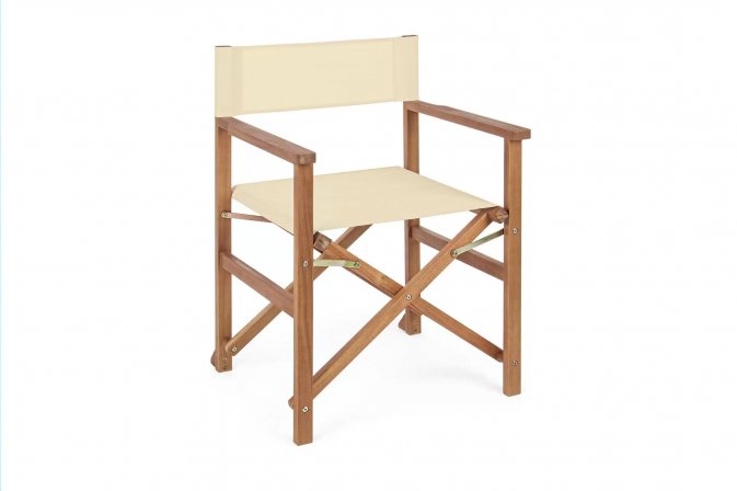 Skłądane krzesło reżyserskie z drewna akacji NOEMI bizzotto siedzenie KREMOWE