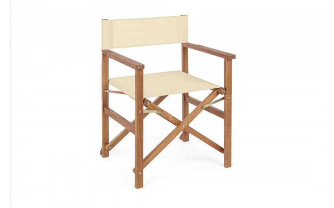 Skłądane krzesło reżyserskie z drewna akacji NOEMI bizzotto siedzenie KREMOWE