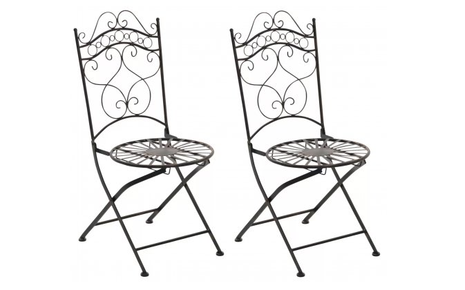 2x krzesło składane metalowe kolor BRĄZ metaliczny prowansalskie IRESA