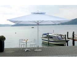 Parasol z nogą centralną 4x4 m PUSH biała noga/białe poszycie