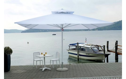 Parasol z nogą centralną 4x4 m PUSH biała noga/białe poszycie