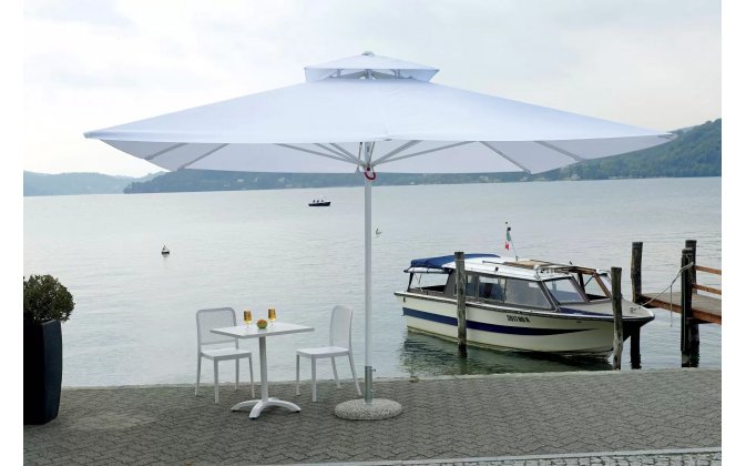 Parasol z nogą centralną 4x4 m PUSH biała noga/białe poszycie