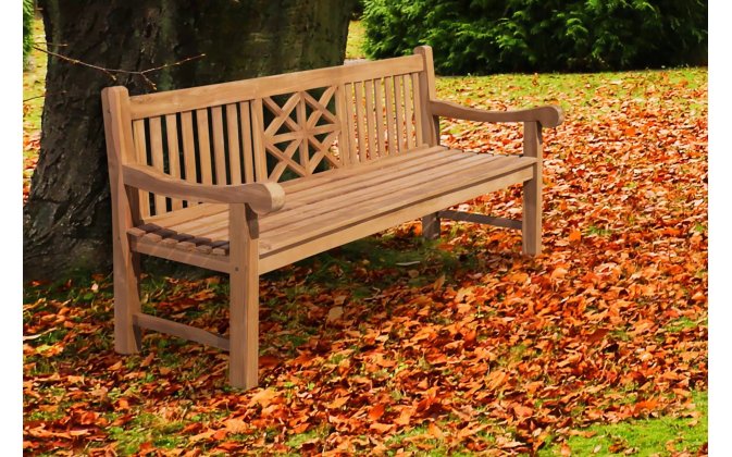 Klasyczna ławka ogrodowa o szerokości 220 cm z teak FLORYDA