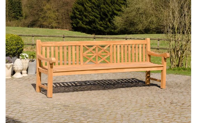 Klasyczna łąwka ogrodowa o szerokości 240 cm z drewna teakowego FLORYDA