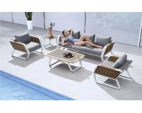 Luksusowy zestaw ogrodowy wypoczynkowy białe alumunium Sunbrella WING Higold