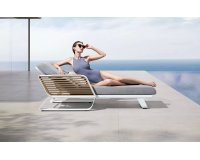 Luksusowy lezak ogrodowy aluminiowy biały WING Higold poduszka szara