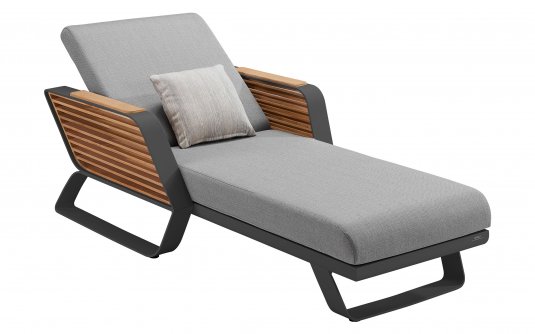 Luksusowy lezak ogrodowy aluminiowy szary WING Higold poduszka szara