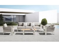 Nowoczesny beżowy komplet wypoczynkowy na taras BORROMEO Lounge Higold beżowy