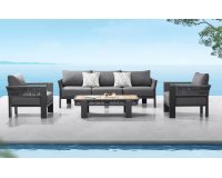 Nowoczesny grafitowy komplet wypoczynkowy na taras BORROMEO Lounge Higold beżowy