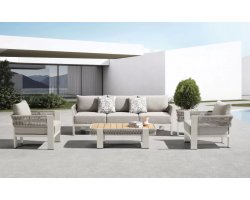 Nowoczesny beżowy komplet wypoczynkowy na taras BORROMEO Lounge Higold beżowy