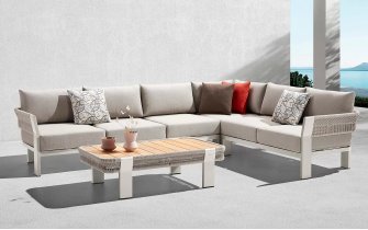 Nowoczesny beżowy narożnik ogrodowy BORROMEO Higold