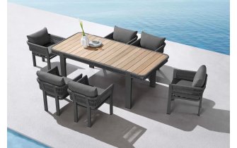 Zestaw stołowy nowoczesny na taras grafitowy BORROMEO higold