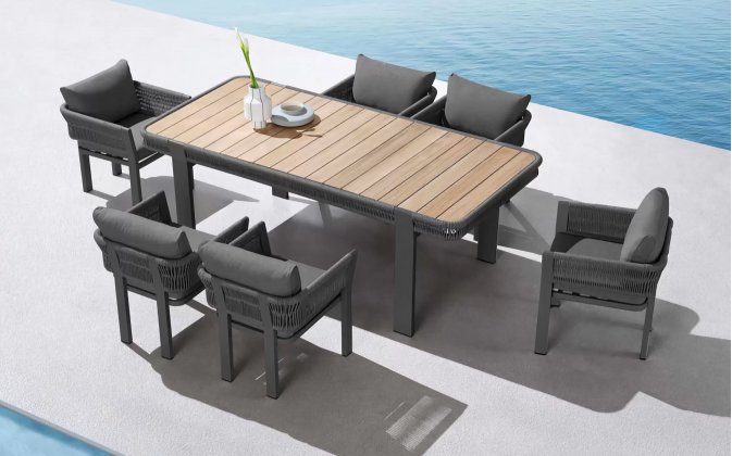 Zestaw stołowy nowoczesny na taras grafitowy BORROMEO higold