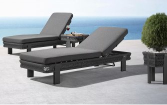Zestaw leżaków ogrodowych grafitowych BORROMEO line polipropylenowa