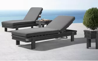 Zestaw leżaków ogrodowych grafitowych BORROMEO line polipropylenowa
