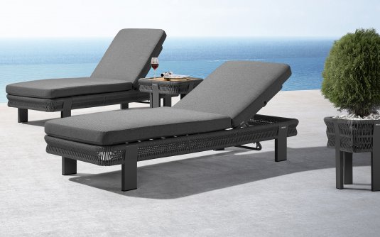 Zestaw leżaków ogrodowych grafitowych BORROMEO line polipropylenowa