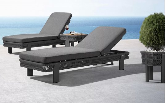 Zestaw leżaków ogrodowych grafitowych BORROMEO line polipropylenowa