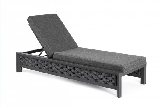 Ciemnoszary luksusowy leżak ogrodowy z kółkami i materacem aluminiowy OTAVIO Bizzotto