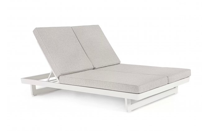 Białe dwuosobowe nowoczesne łóżko ogrodowe aluminiowe INFINITY bizzotto