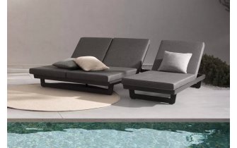 Ciemnoszary leżak ogrodowy z kółkami aluminiowy INFINITY bizzotto