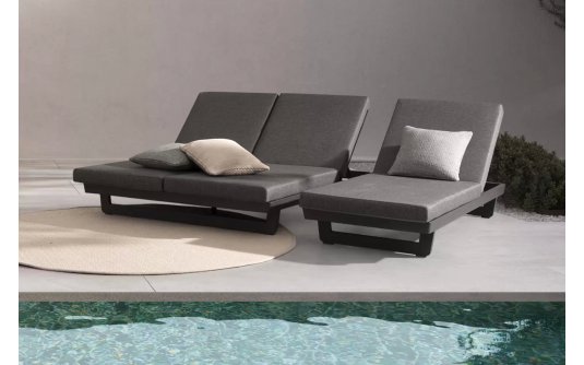 Ciemnoszary leżak ogrodowy z kółkami aluminiowy INFINITY bizzotto