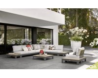 STICKS AND MORE narożnik na taras modułowy 346×346 aluminium taupe z poduszkami Bee Wett i blatami t