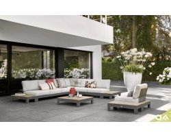 STICKS AND MORE narożnik na taras modułowy 346×346 aluminium taupe z poduszkami Bee Wett i blatami t