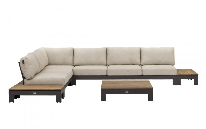 STICKS AND MORE narożnik na taras modułowy 346×346 aluminium taupe z poduszkami Bee Wett i blatami t