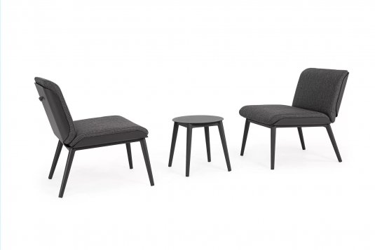 Ciemnoszary komplwt dla 2 osób na balkon aluminiowy ze stolikiem ISABELA bizzotto