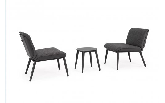 Ciemnoszary komplwt dla 2 osób na balkon aluminiowy ze stolikiem ISABELA bizzotto Ciemnoszary komplwt dla 2 osób na balkon aluminiowy ze stolikiem ISABELA bizzotto