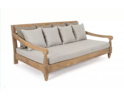 Sofa z drewna teakowego głeboka poduszki beżowe BALI bizzotto