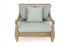 Fotel wypoczynkowy z drewna teak z szarozielonymi poduszkami BALI bizizotto