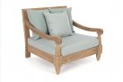Fotel wypoczynkowy z drewna teak z szarozielonymi poduszkami BALI bizizotto
