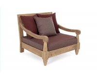Fotel wypoczynkowy z drewna teak z bordowymi poduszkami BALI bizizotto