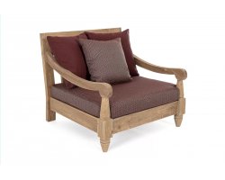 Fotel wypoczynkowy z drewna teak z bordowymi poduszkami BALI bizizotto