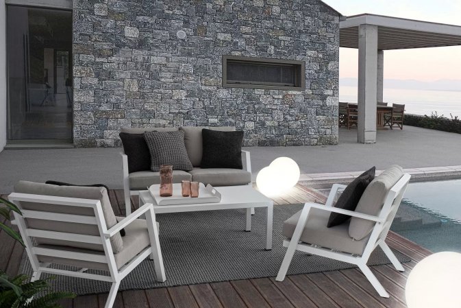 Komplet wypoczynkowy na taras białe aluminium HARLEY bizzotto