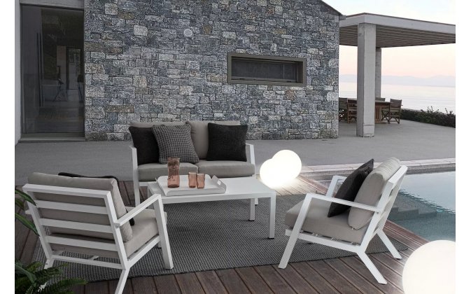 Komplet wypoczynkowy na taras białe aluminium HARLEY bizzotto