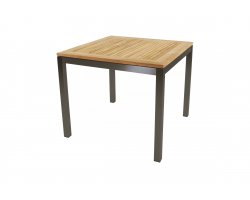 Kwadrtowy stół ogrodowy 90x90 nogi stal nierdzewna blat teak MRMARIS