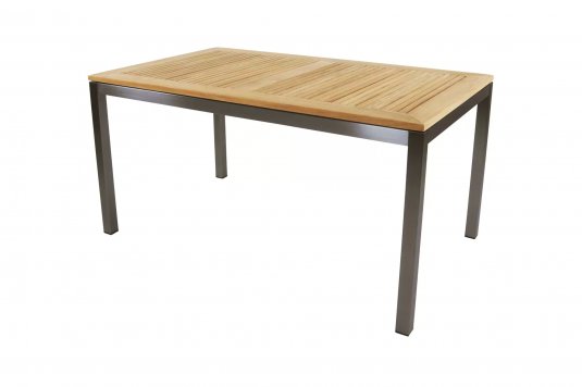 Kwadrtowy stół ogrodowy 152x90 nogi stal nierdzewna blat teak MRMARIS