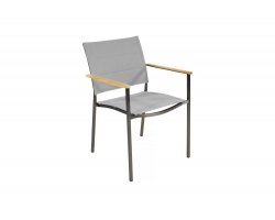 Krzesło ogrodowe stal nierdzewna siedzisko SZARA tekatylina MARMARIS