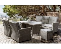 Beżowe Meble technorattanowe stołowe z hokerami ARIEL bizzotto