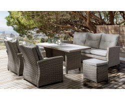 Beżowe Meble technorattanowe stołowe z hokerami ARIEL bizzotto