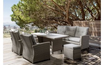 Beżowe Meble technorattanowe stołowe z hokerami ARIEL bizzotto