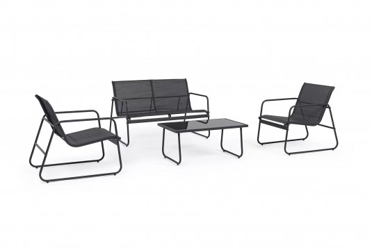 Antracytowy meble wypoczynkowe na balkon stal tekstylina MARKUS bizzotto